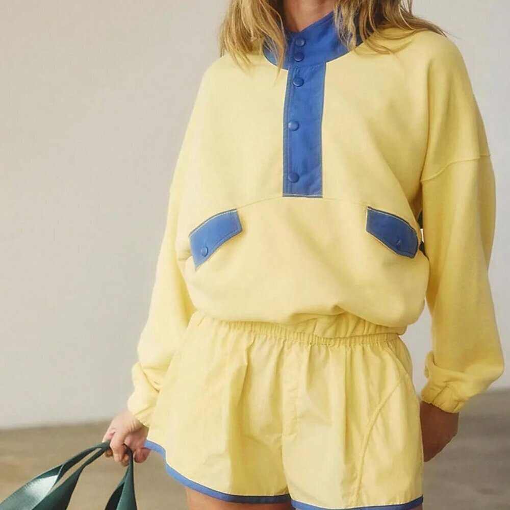 Yellow Casual Women's Sports Two Piece Set